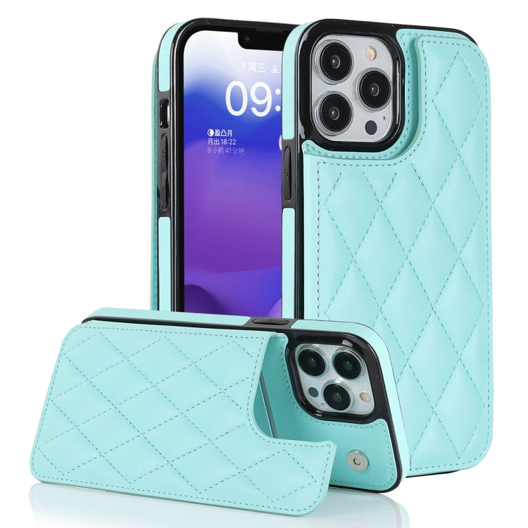 Double Buckle Rhombic PU Leather Phone Case, For iPhone 13 Pro, For iPhone 13 Pro Max, For iPhone 12