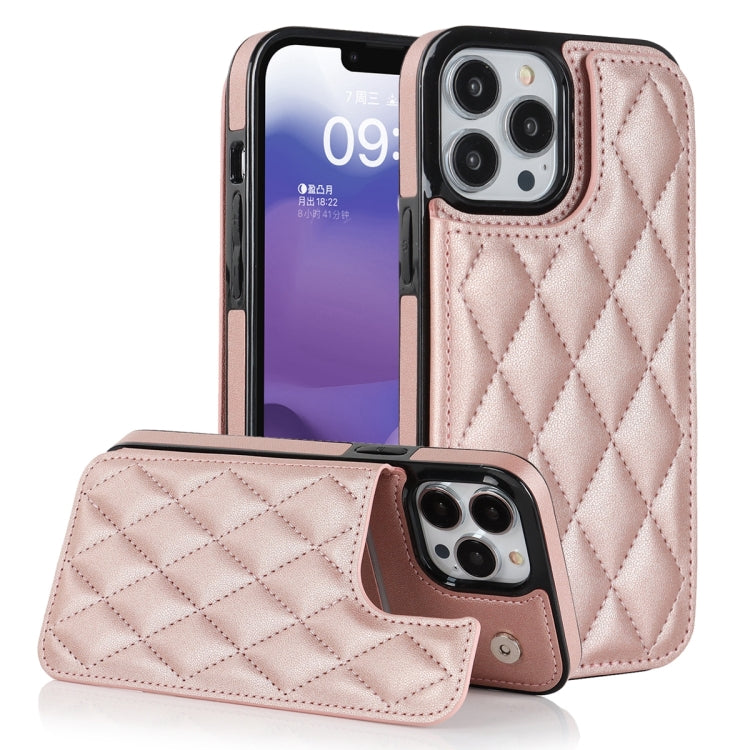 Double Buckle Rhombic PU Leather Phone Case, For iPhone 13 Pro, For iPhone 13 Pro Max, For iPhone 12