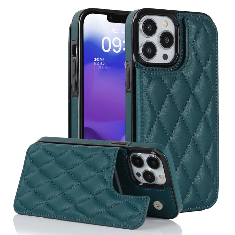 Double Buckle Rhombic PU Leather Phone Case, For iPhone 13 Pro, For iPhone 13 Pro Max, For iPhone 12