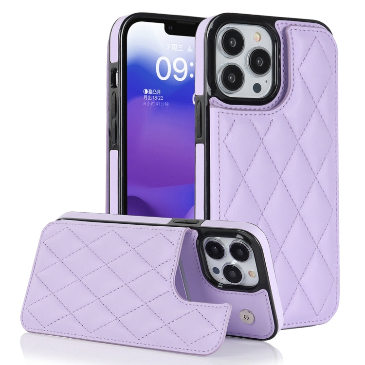 Double Buckle Rhombic PU Leather Phone Case, For iPhone 13 Pro, For iPhone 13 Pro Max, For iPhone 12