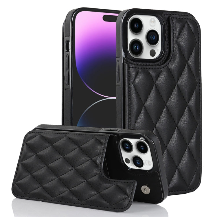 Double Buckle Rhombic PU Leather Phone Case, For iPhone 13 Pro, For iPhone 13 Pro Max, For iPhone 12