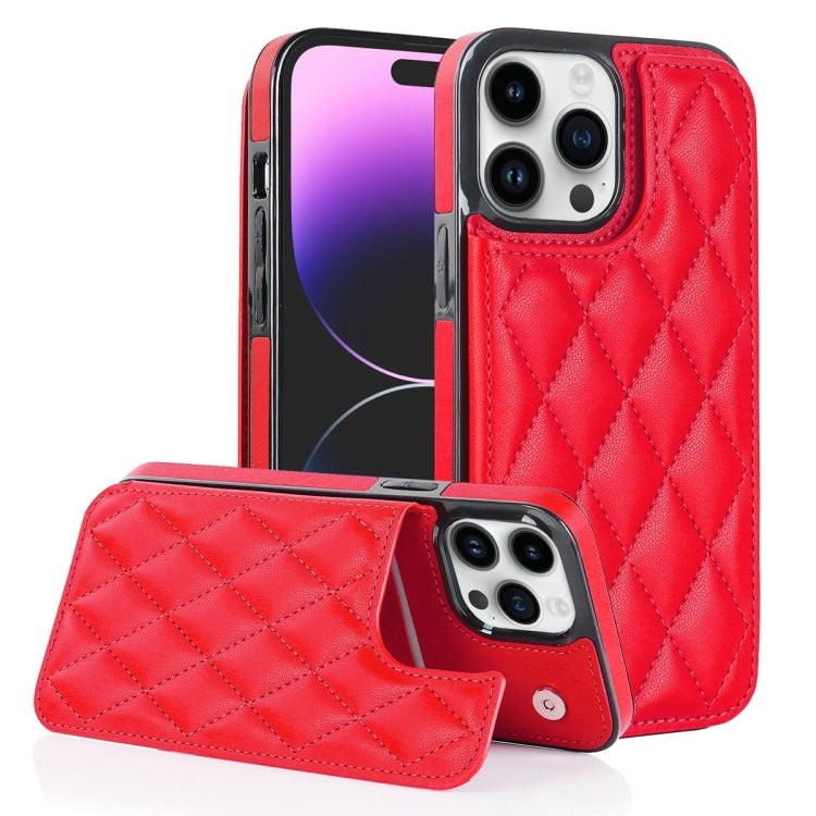 Double Buckle Rhombic PU Leather Phone Case, For iPhone 13 Pro, For iPhone 13 Pro Max, For iPhone 12