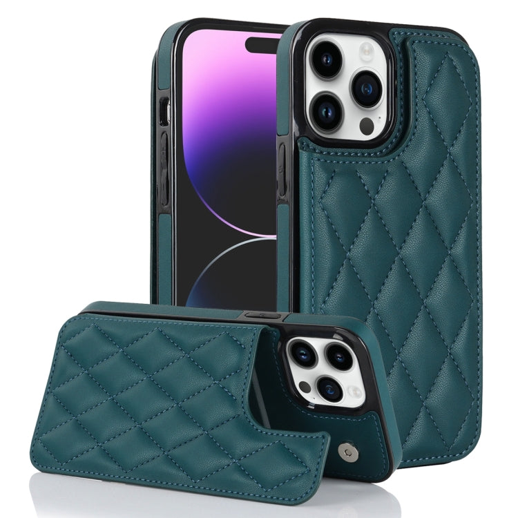 Double Buckle Rhombic PU Leather Phone Case, For iPhone 13 Pro, For iPhone 13 Pro Max, For iPhone 12