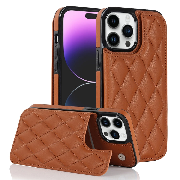 Double Buckle Rhombic PU Leather Phone Case, For iPhone 13 Pro, For iPhone 13 Pro Max, For iPhone 12