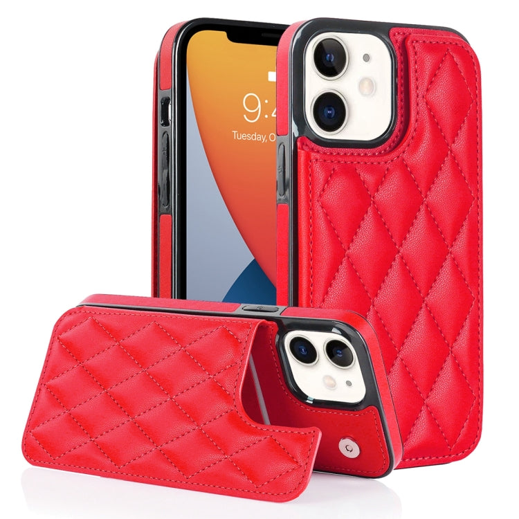 Double Buckle Rhombic PU Leather Phone Case, For iPhone 13 Pro, For iPhone 13 Pro Max, For iPhone 12
