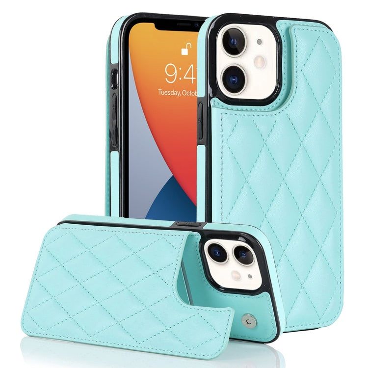 Double Buckle Rhombic PU Leather Phone Case, For iPhone 13 Pro, For iPhone 13 Pro Max, For iPhone 12