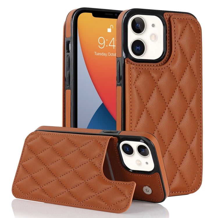 Double Buckle Rhombic PU Leather Phone Case, For iPhone 13 Pro, For iPhone 13 Pro Max, For iPhone 12