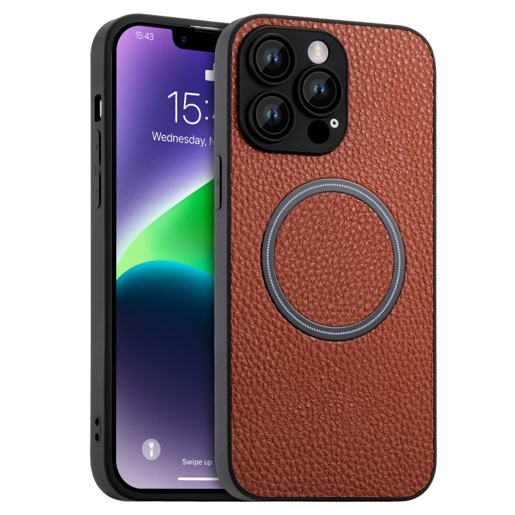 Skin Feel Litchi Texture MagSafe Magnetic Phone Case, For iPhone 14, For iPhone 14 Plus, For iPhone 14 Pro, For iPhone 14 Pro Max, For iPhone 13, For iPhone 13 Pro