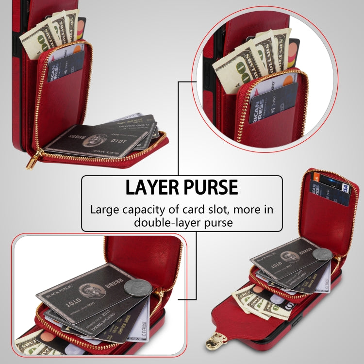 Zipper Hardware Card Wallet Phone Case, For iPhone 11 Pro Max, For iPhone 11 Pro, For iPhone 11, For iPhone 13 mini