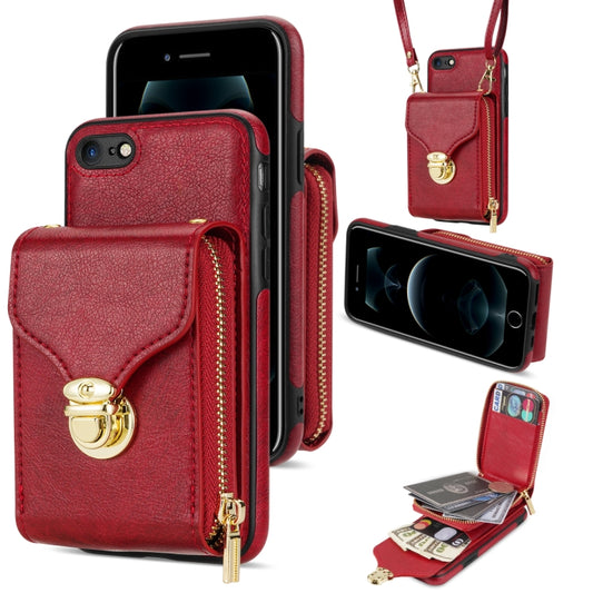 Zipper Hardware Card Wallet Phone Case, For iPhone SE 2022 / SE 2020 / 8 / 7, For iPhone 8 Plus / 7 Plus, For iPhone 6s Plus / 6 Plus, For iPhone 6s / 6