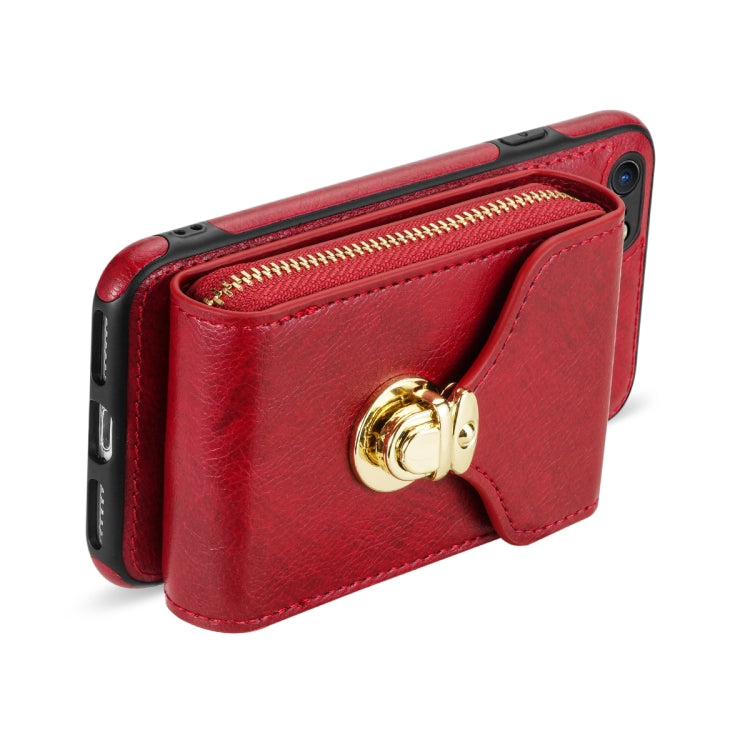 Zipper Hardware Card Wallet Phone Case, For iPhone SE 2022 / SE 2020 / 8 / 7, For iPhone 8 Plus / 7 Plus, For iPhone 6s Plus / 6 Plus, For iPhone 6s / 6