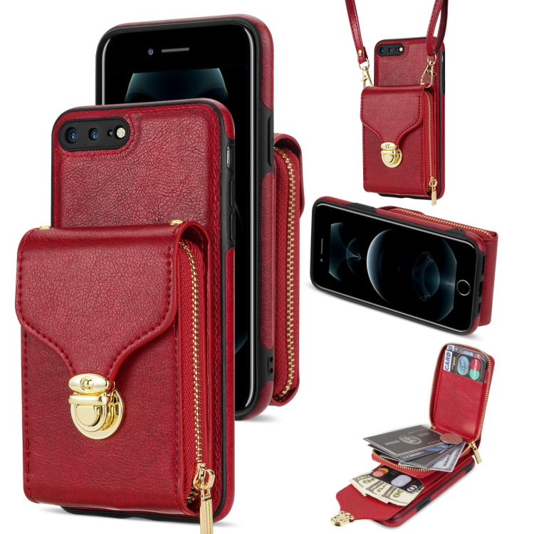 Zipper Hardware Card Wallet Phone Case, For iPhone SE 2022 / SE 2020 / 8 / 7, For iPhone 8 Plus / 7 Plus, For iPhone 6s Plus / 6 Plus, For iPhone 6s / 6