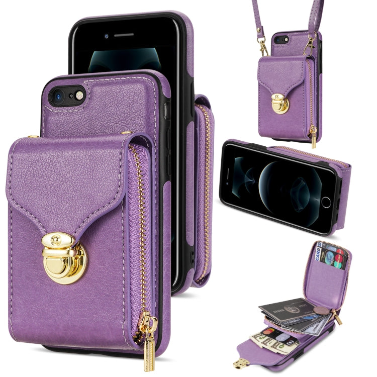 Zipper Hardware Card Wallet Phone Case, For iPhone SE 2022 / SE 2020 / 8 / 7, For iPhone 8 Plus / 7 Plus, For iPhone 6s Plus / 6 Plus, For iPhone 6s / 6