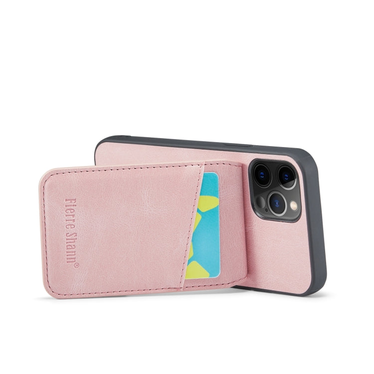 Fierre Shann Crazy Horse Card Holder Back Cover PU Phone Case, For iPhone 12 Pro Max, For iPhone 11, For iPhone 11 Pro, For iPhone 11 Pro Max