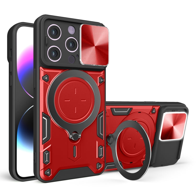 CD Texture Sliding Camshield Magnetic Holder Phone Case