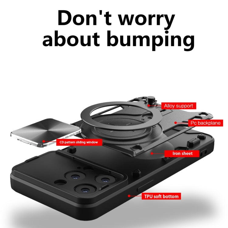 CD Texture Sliding Camshield Magnetic Holder Phone Case
