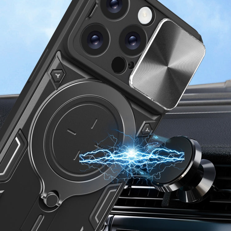 CD Texture Sliding Camshield Magnetic Holder Phone Case