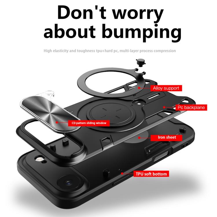CD Texture Sliding Camshield Magnetic Holder Phone Case