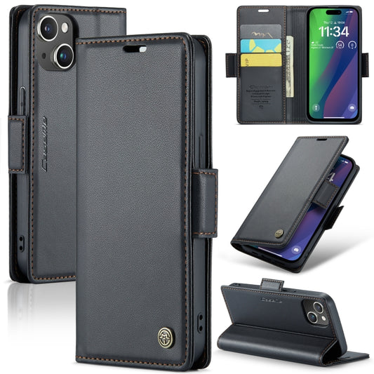 CaseMe 023 Butterfly Buckle Litchi Texture RFID Anti-theft Leather Phone Case, For iPhone 14 Pro, For iPhone 15 Plus, For iPhone 15, For iPhone 14 Pro Max