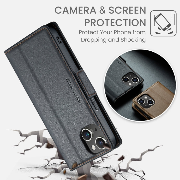 CaseMe 023 Butterfly Buckle Litchi Texture RFID Anti-theft Leather Phone Case, For iPhone 14 Pro, For iPhone 15 Plus, For iPhone 15, For iPhone 14 Pro Max