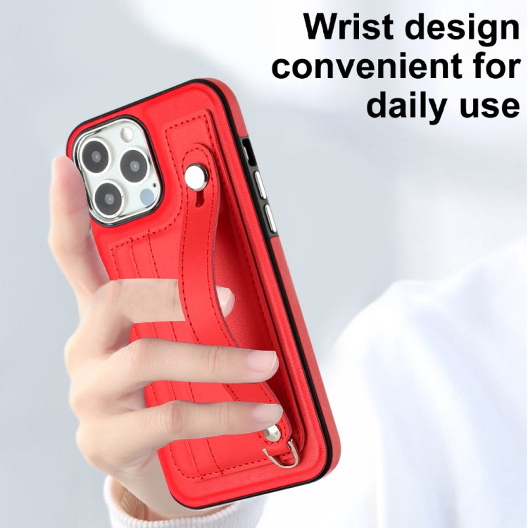 Shockproof Leather Phone Case with Wrist Strap, For iPhone 15 Plus, For iPhone 14 Pro, For iPhone 14 Pro Max, For iPhone 15