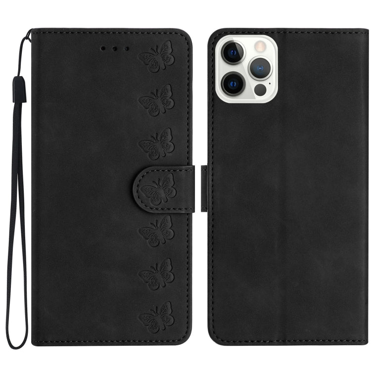 Seven Butterflies Embossed Leather Phone Case, For iPhone 16, For iPhone 15 Pro Max, For iPhone 15 Pro, For iPhone 15 Plus
