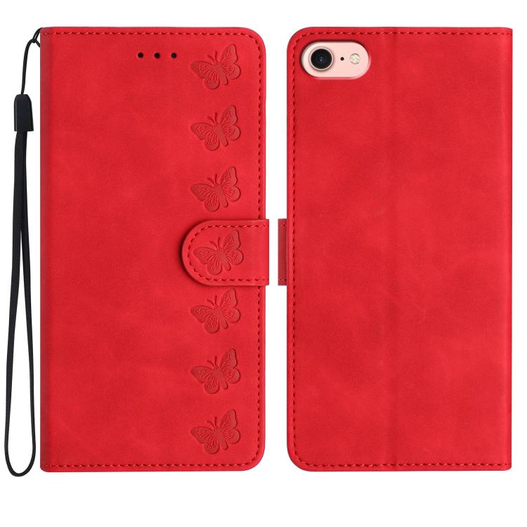 Seven Butterflies Embossed Leather Phone Case, For iPhone 18 Pro / 17 Pro, For iPhone 18 Pro Max / 17 Pro Max, For iPhone 16e / 17e, For iPhone 17