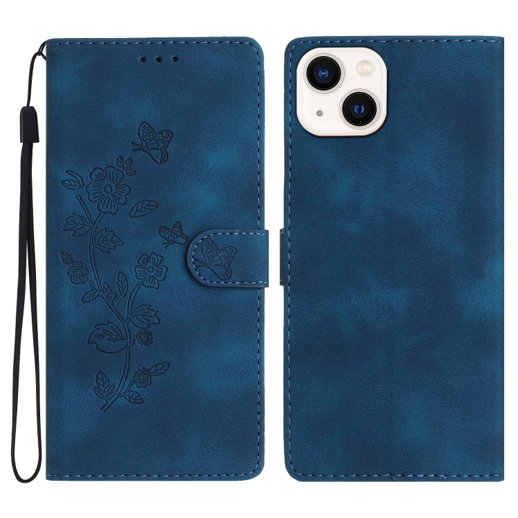 Flower Butterfly Embossing Pattern Leather Phone Case, For iPhone 15, For iPhone 14 Plus, For iPhone 14, For iPhone 14 Pro