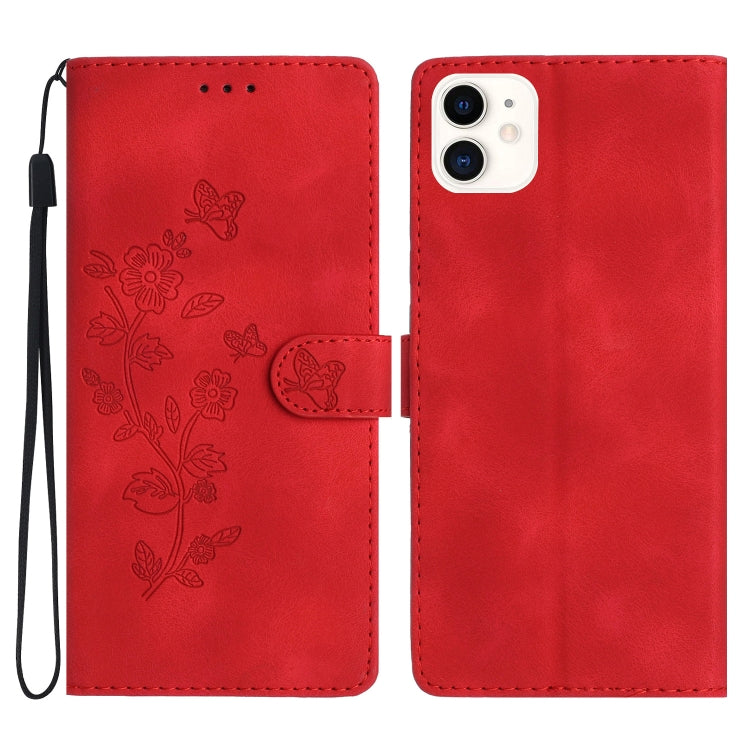 Flower Butterfly Embossing Pattern Leather Phone Case, For iPhone 12 mini, For iPhone 11 Pro Max, For iPhone 11, For iPhone 11 Pro