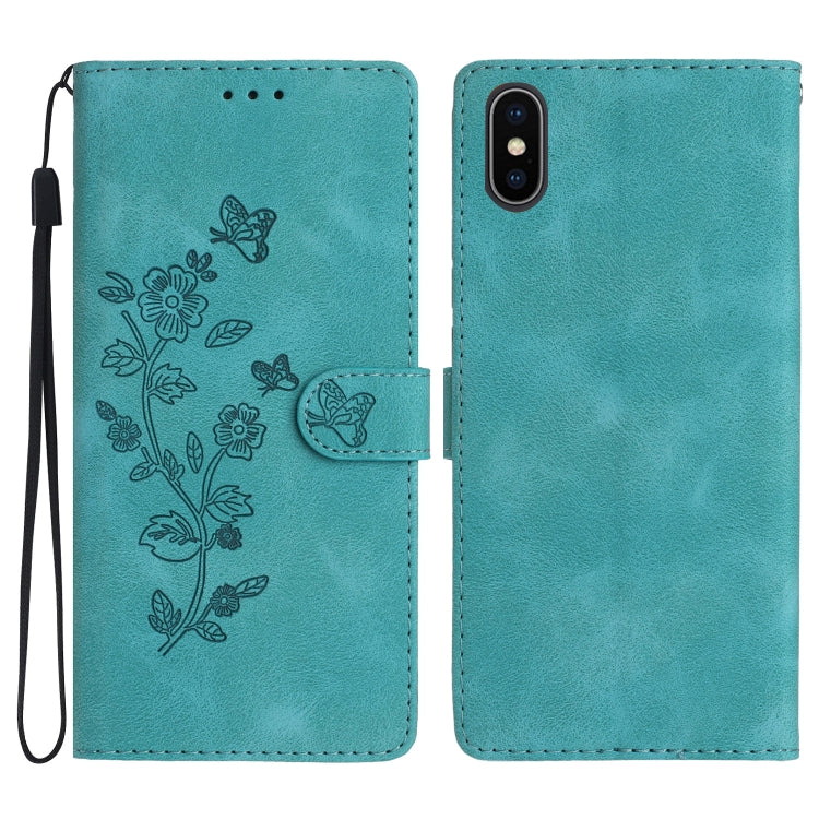 Flower Butterfly Embossing Pattern Leather Phone Case, For iPhone X / XS, For iPhone XR, For iPhone XS Max, For iPhone 8 Plus / 7 Plus / 6 Plus