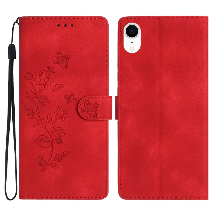 Flower Butterfly Embossing Pattern Leather Phone Case, For iPhone X / XS, For iPhone XR, For iPhone XS Max, For iPhone 8 Plus / 7 Plus / 6 Plus