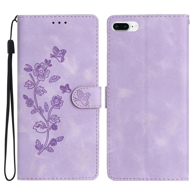 Flower Butterfly Embossing Pattern Leather Phone Case, For iPhone X / XS, For iPhone XR, For iPhone XS Max, For iPhone 8 Plus / 7 Plus / 6 Plus