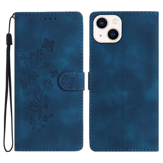 Flower Butterfly Embossing Pattern Leather Phone Case, For iPhone 15, For iPhone 14 Plus, For iPhone 14, For iPhone 14 Pro