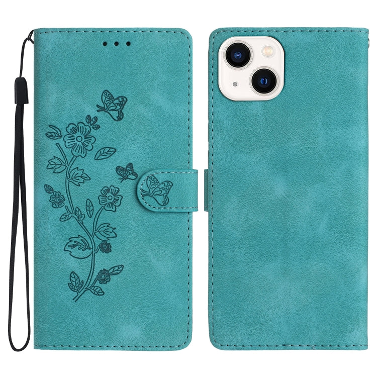 Flower Butterfly Embossing Pattern Leather Phone Case, For iPhone 15, For iPhone 14 Plus, For iPhone 14, For iPhone 14 Pro