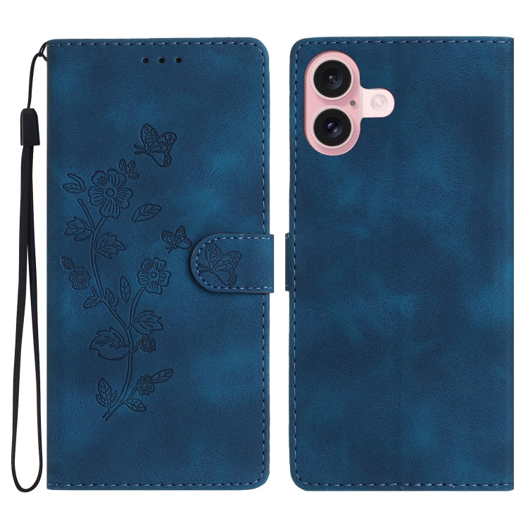 Flower Butterfly Embossing Pattern Leather Phone Case, For iPhone 16, For iPhone 15 Pro Max, For iPhone 15 Pro, For iPhone 15 Plus