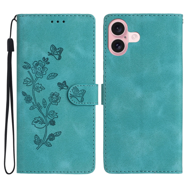 Flower Butterfly Embossing Pattern Leather Phone Case, For iPhone 16, For iPhone 15 Pro Max, For iPhone 15 Pro, For iPhone 15 Plus