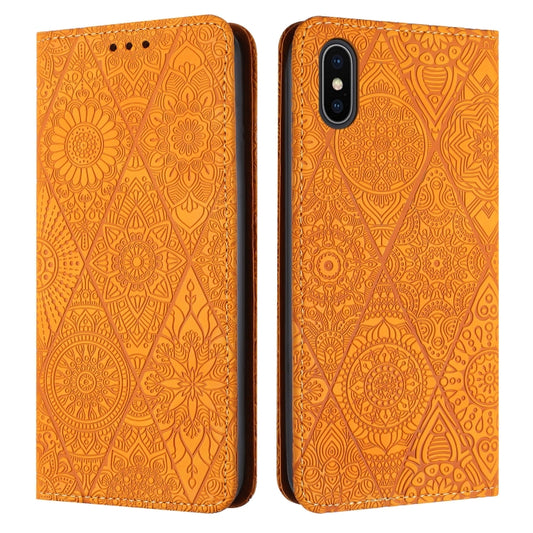 Ethnic Embossed Adsorption Leather Phone Case, For iPhone X / XS, For iPhone XR, For iPhone XS Max, For iPhone SE 2022 / 7 / 8