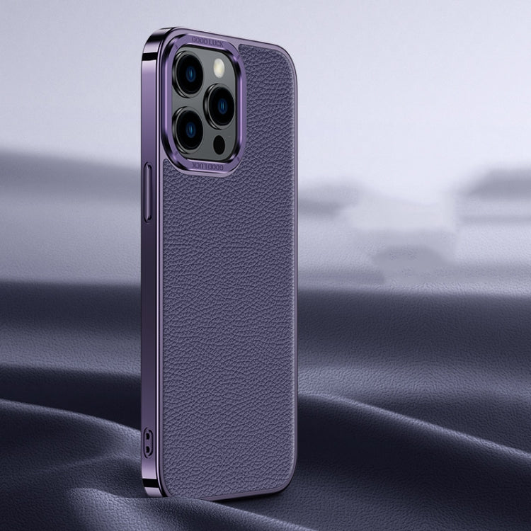 Litchi Texture Genuine Leather Phone Case, For iPhone 14 / 13, For iPhone 14 Pro, For iPhone 14 Pro Max, For iPhone 13 Pro Max, For iPhone 13 Pro, For iPhone 12