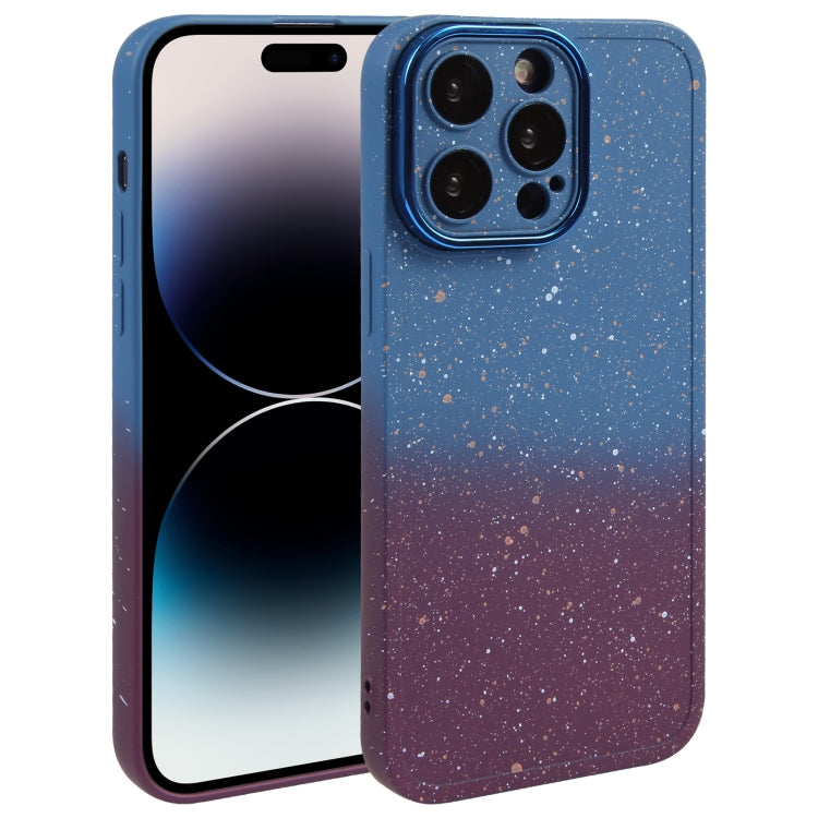 Gradient Starry Silicone Phone Case with Lens Film, For iPhone 15 Plus, For iPhone 14 Pro, For iPhone 14 Pro Max, For iPhone 15