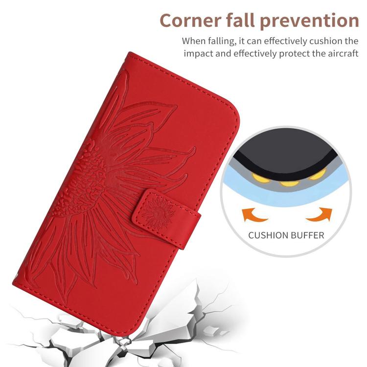 Skin Feel Sun Flower Embossed Flip Leather Phone Case with Lanyard, For iPhone 17, For iPhone Air