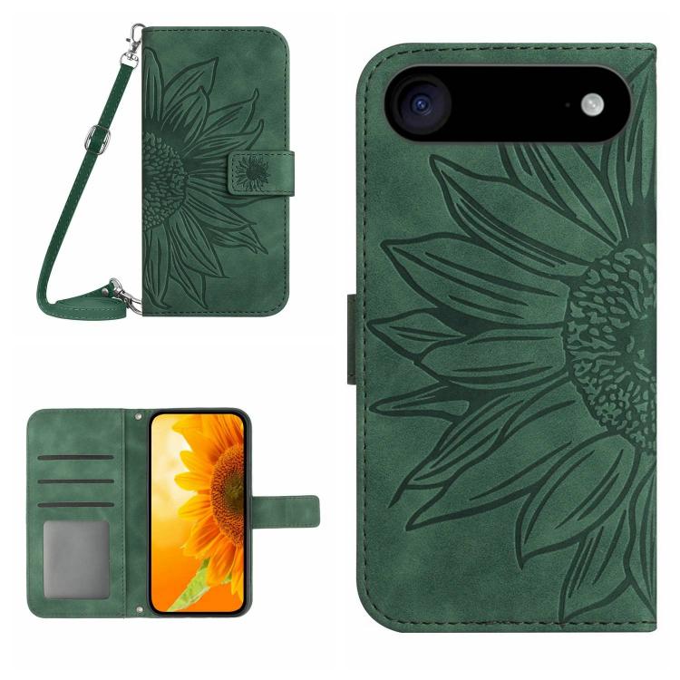 Skin Feel Sun Flower Embossed Flip Leather Phone Case with Lanyard, For iPhone 16e, For iPhone 16 Pro Max
