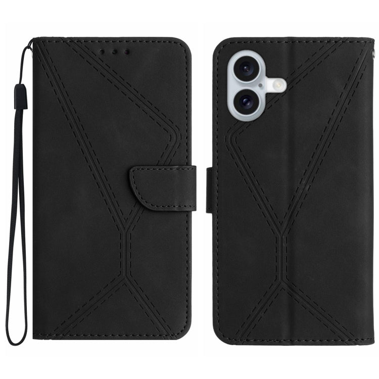 Stitching Embossed Leather Phone Case, For iPhone 16e, For iPhone 16 Pro Max, For iPhone 16 Pro, For iPhone 16 Plus
