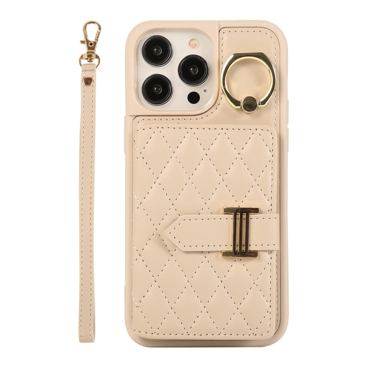 Horizontal Card Bag Ring Holder Phone Case with Dual Lanyard, For iPhone 14 Plus, For iPhone 14, For iPhone 14 Pro