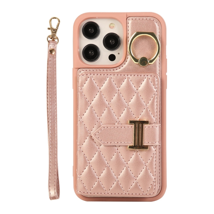 Horizontal Card Bag Ring Holder Phone Case with Dual Lanyard, For iPhone 14 Plus, For iPhone 14, For iPhone 14 Pro