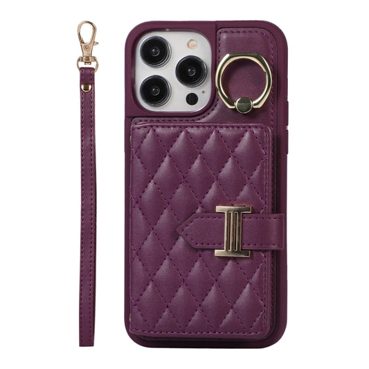Horizontal Card Bag Ring Holder Phone Case with Dual Lanyard, For iPhone 14 Pro Max, For iPhone 13 Pro Max, For iPhone 13 Pro