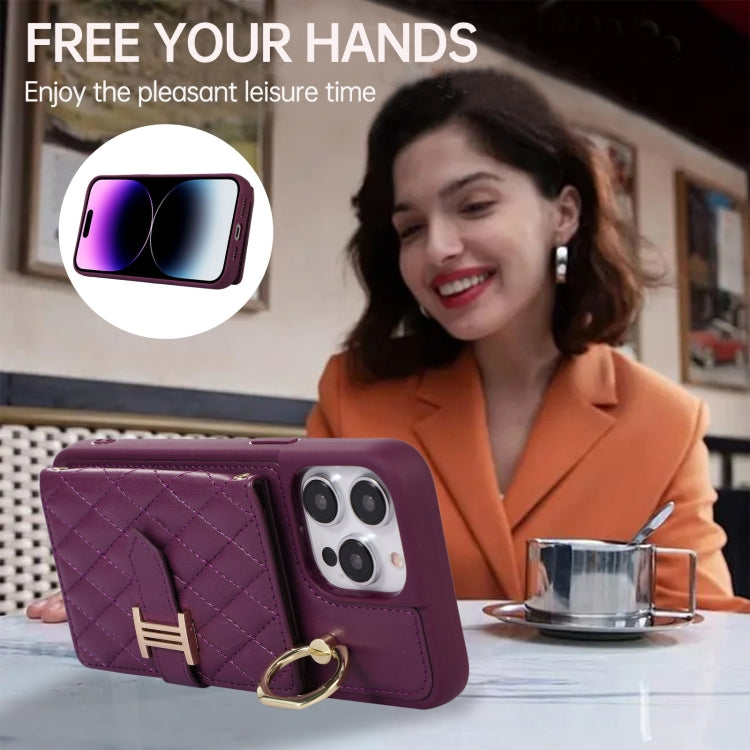 Horizontal Card Bag Ring Holder Phone Case with Dual Lanyard, For iPhone 14 Pro Max, For iPhone 13 Pro Max, For iPhone 13 Pro