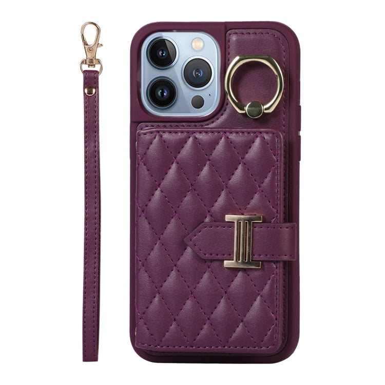 Horizontal Card Bag Ring Holder Phone Case with Dual Lanyard, For iPhone 14 Pro Max, For iPhone 13 Pro Max, For iPhone 13 Pro