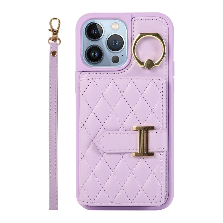 Horizontal Card Bag Ring Holder Phone Case with Dual Lanyard, For iPhone 14 Pro Max, For iPhone 13 Pro Max, For iPhone 13 Pro