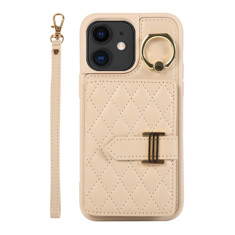 Horizontal Card Bag Ring Holder Phone Case with Dual Lanyard, For iPhone 13, For iPhone 12, For iPhone 12 Pro Max