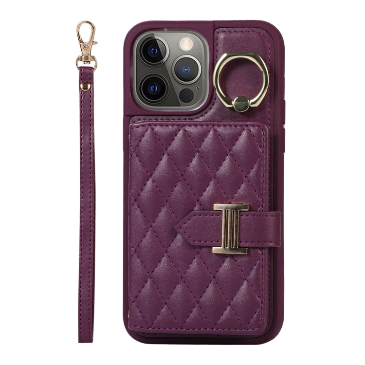 Horizontal Card Bag Ring Holder Phone Case with Dual Lanyard, For iPhone 12 Pro, For iPhone 11 Pro Max, For iPhone 11